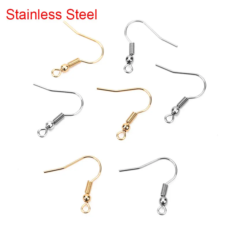 50pcs/Lot Stainless Steel Hypoallergenic Earring Hooks Clasp Findings 20*20mm Ear Wire For Diy Jewelry Accessories Making