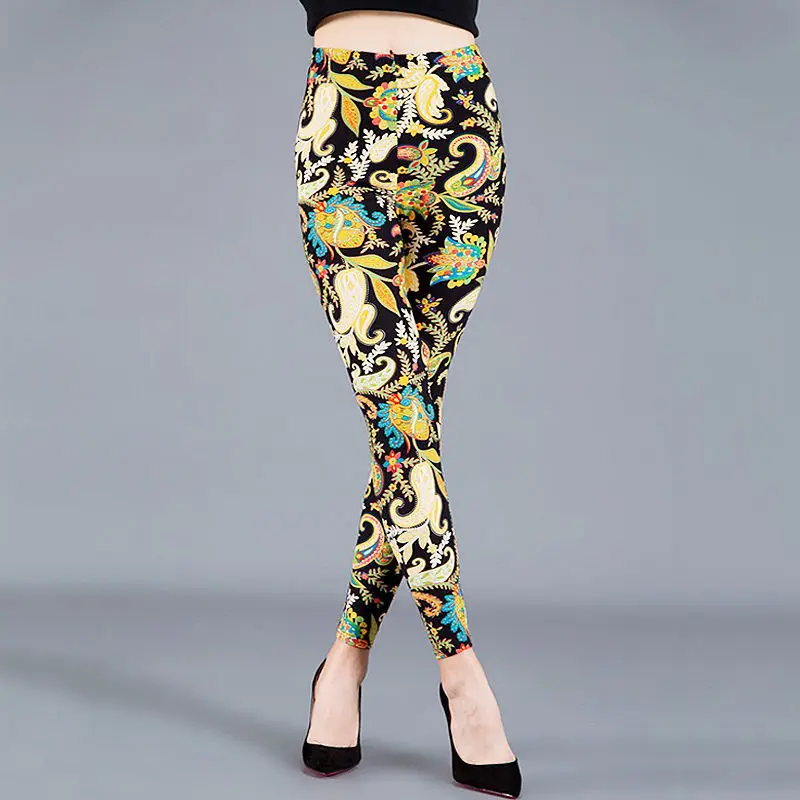 VIIANLES Graffiti Printing Fashion Wanita Celana Wanita Legging Elastis Kebugaran Leggins Slim Lembut Elastis Gym Celana