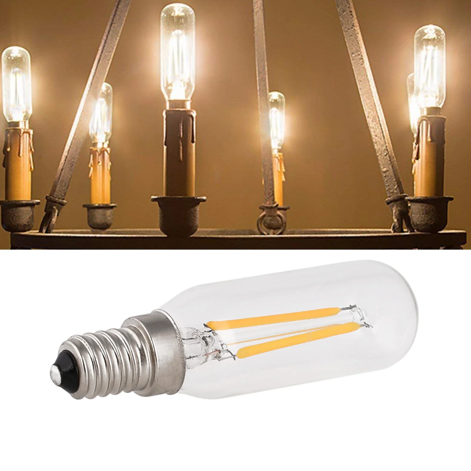 

2W T25 Vintage Tubular LED Filament Bulb LED Light Bulbs SES Small Edison Screw E14 Base Warm White 2700K 20W Halogen Equivalent