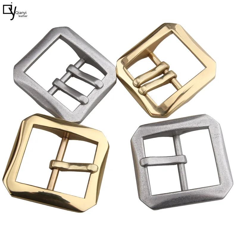 Massief Messing Riemgesp 40Mm Dubbele Pin Riem Gesp Voor Heren Rvs Single Pin Riem Halve Gesp Jeans Accessoires