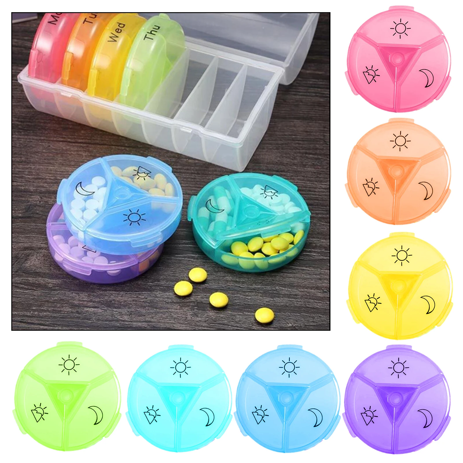 Pill Box Tablet Organizer Dispenser Vitamin Medication Container Pill Organizer 1 day 3 Times Moisture-proof Weekly Pill Holder