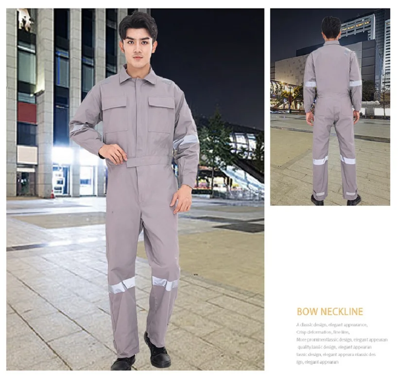 100% Cotton Welding Clothing Working Suit Long Sleeve Overalls Workmen Uniform Reflective Safety Car Miner Mechanical Coveralls