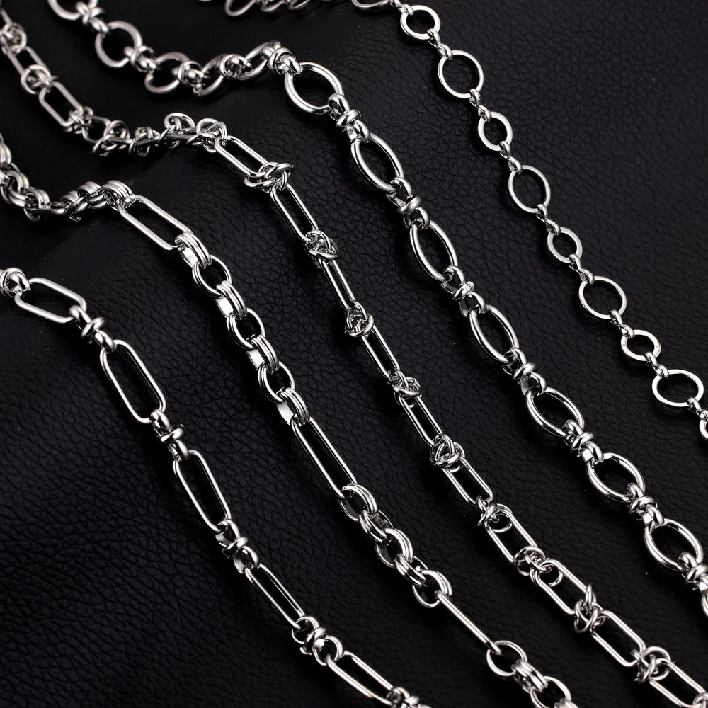 1 Meter Do not fade Stainless Steel oval Chunky Knot Hip hop Punk Chain DIY Jewelry Handmade Necklace Bracelet Chains Supplies