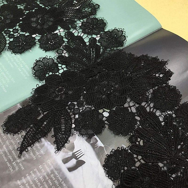 Sale Widening Water-soluble Embroidery Thin Thread Black Eyelash Lace Fabric DIY Dress Cheongsam Sewing Decorative Accessories