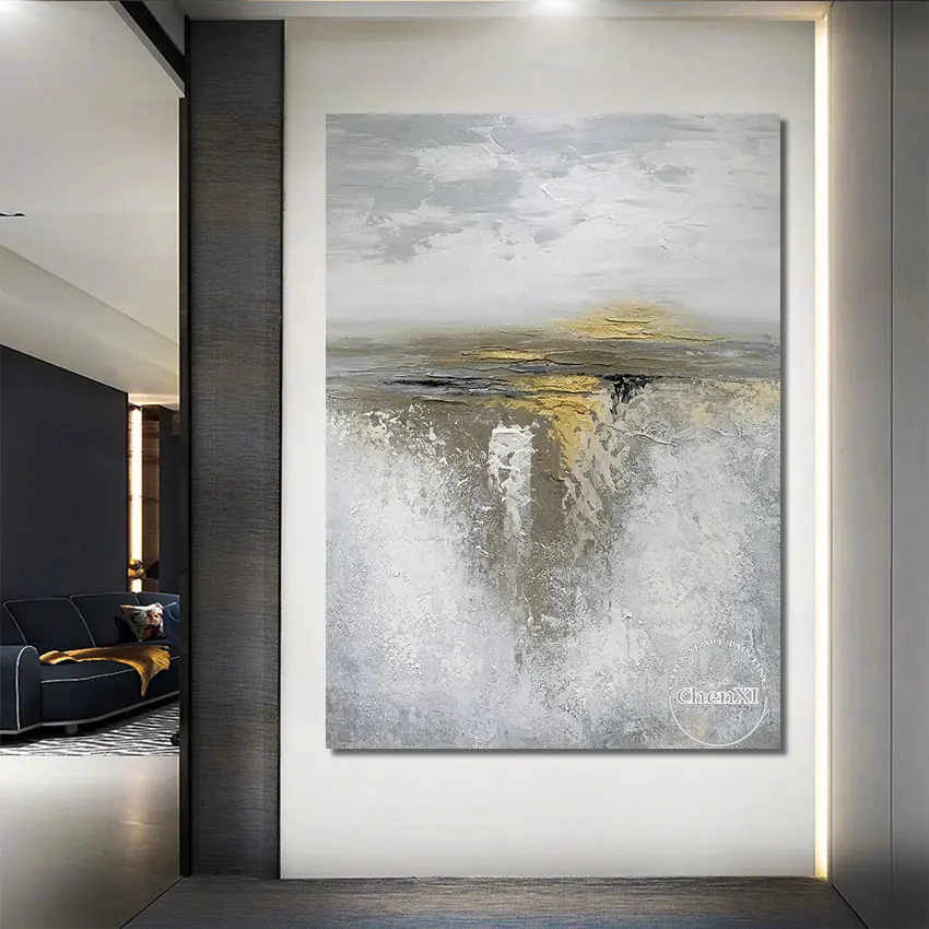 

Yellow And White Abstract Oil Painting On Canvas Wall Art Hand Picture Modern Canvas China Artwork For The Classroom Unframed