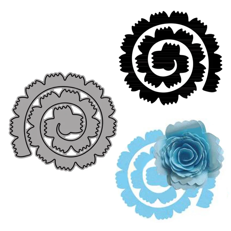 Various 3D Beautiful Love Petal Rolled Rose Flower Collection Metal Cutting Dies Set for DIY Scrapbooking Craft Paper Cards 2023