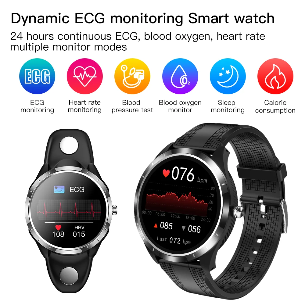 JingTider X3 ECG PPG HRV Smart Watch Heart Rate Blood Pressure SPO2 Monitoring Smart Bracelet IP67 Wateproof Wristbands Weather