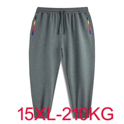 Calças de moletom elásticas para homens, calças esportivas pretas, High Street, tamanho grande, outono, inverno, 10XL, 14XL, 15XL