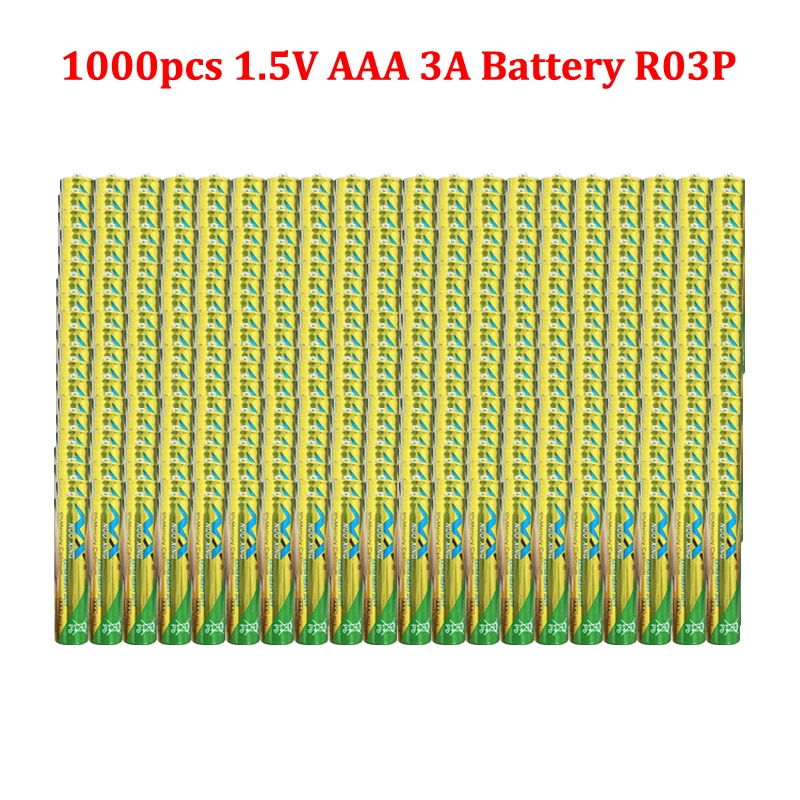 1000Pcs AAA 1.5V 3A Single Use Battery LR03 R03P For Remote Control Toy Flashlight Smart Door Lock Clock Dry Primary Battery R03