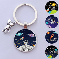 Astronaut Keychain Outer Space Planet Moon Keychain Space UFO Glass Keyring Astronaut Space Robot Spaceman Keychain