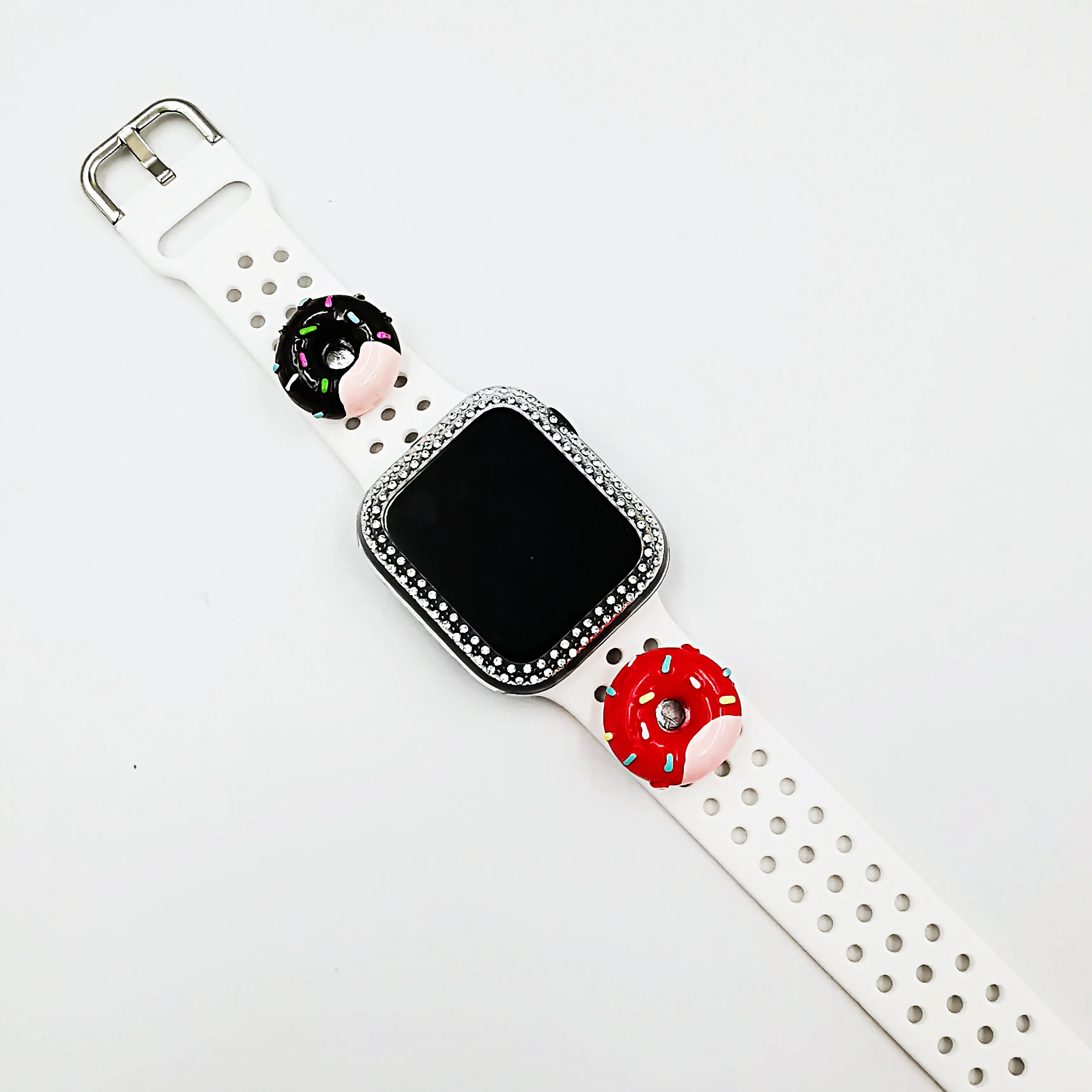 Donut เรซิ่นอุปกรณ์เสริมสำหรับสมาร์ทนาฬิกาสร้อยข้อมือ Charm ตกแต่ง Charms สำหรับ Apple นาฬิกาซิลิโคน