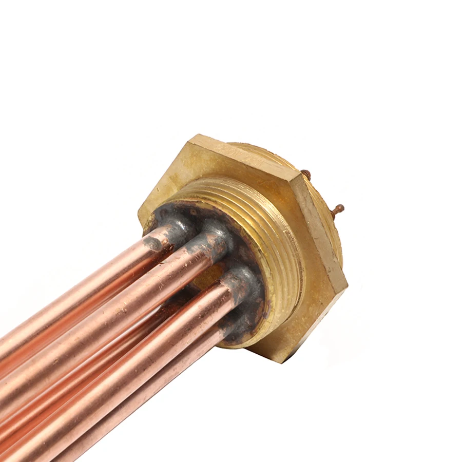 1 1/2 Inch/DN40 All Copper Hexagon Thread Heater 110V/220V/380V 3KW/4.5KW/6KW/9KW/12KW Water Heater Element for Boiler