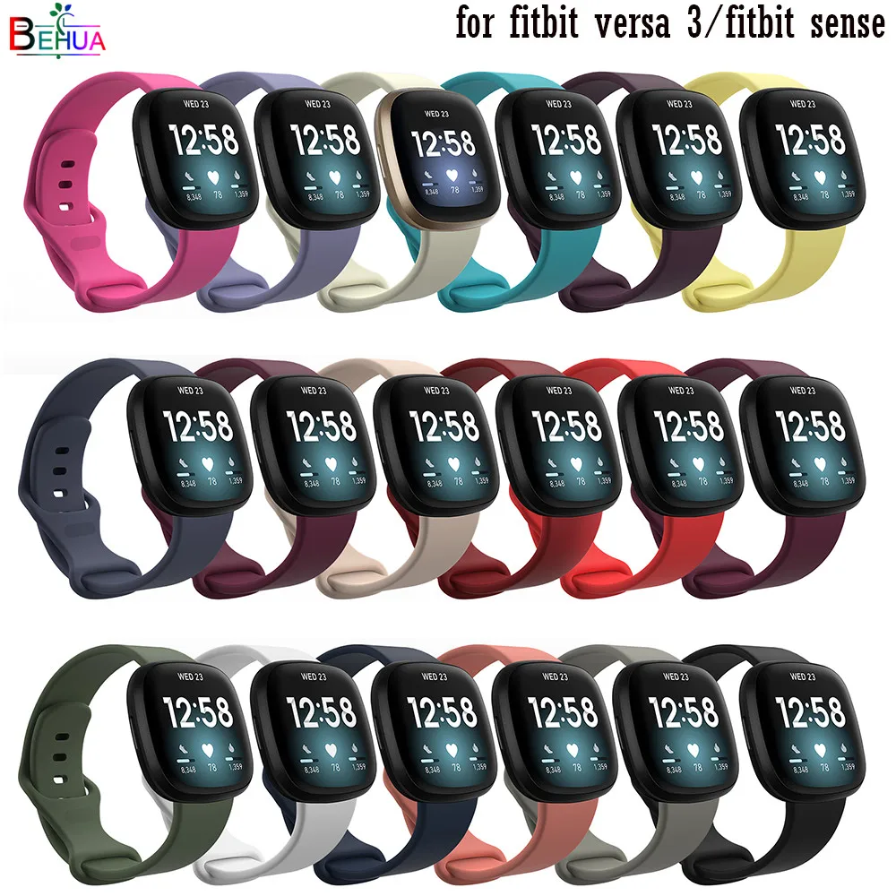 Watchband For Fitbit Versa 3 / sense Durable Soft Silicone Sports bracelet Wristband Smart watch strap wearable Wrist band belt