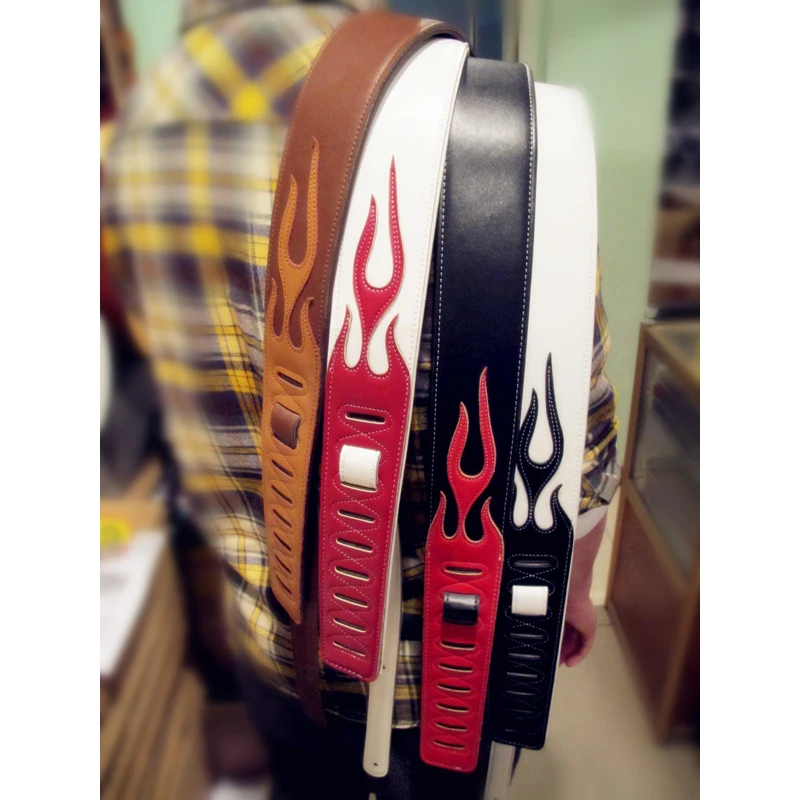 Vorson Gitarrengurte, Bassgurte, Persönlichkeit, PU-Leder, Red Flame Series Gitarrengurt-Zubehör – Detail 9