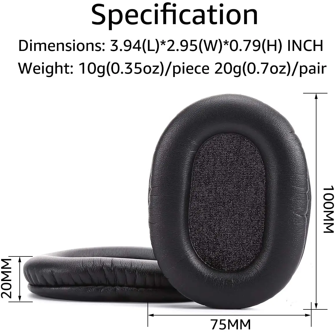 Substituição de almofadas de ouvido para Sony MDR7506 / MDR-V6 / MDR-V7, feitas de couro proteico ultra macio e espuma viscoelástica