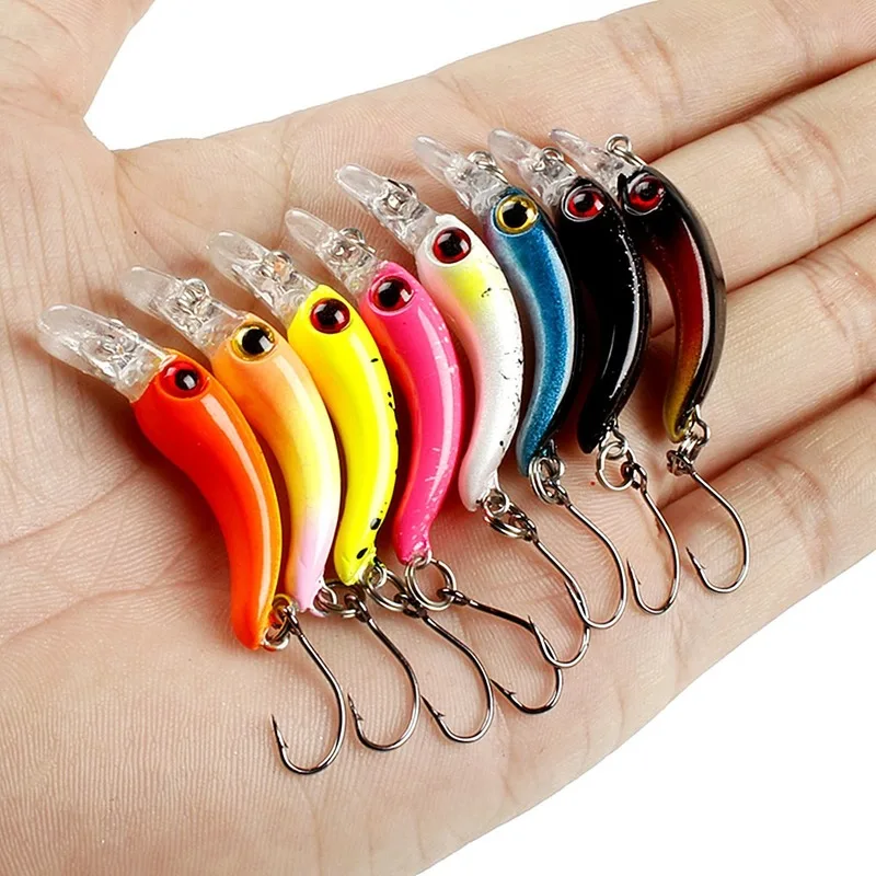 Mini Minnow Wobblers Triangle Hooks Fish Popper Bass Tackle 3.7cm/1.5g Fishing Lures Crankbait Hard Plastic Bait