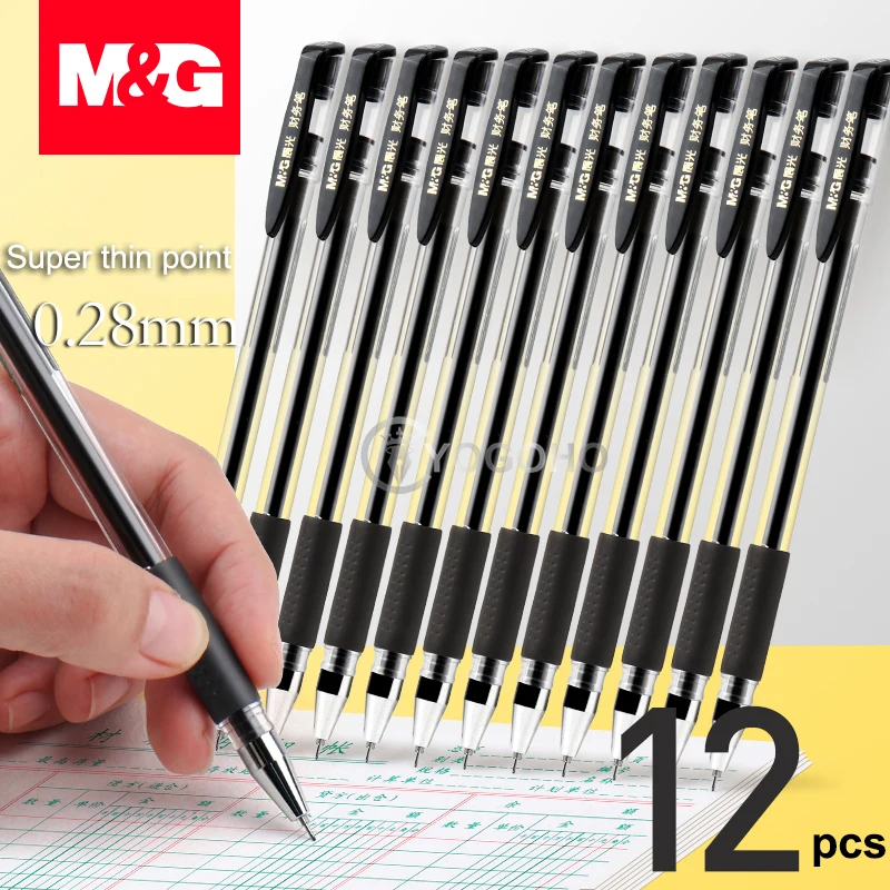 Hot Sell 12pcs/box M&G 0.28mm gel pen fine point ultra fine Gel pens with refills free shipping