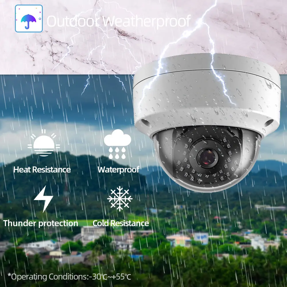 AI Smart Face Record 5MP Human Detection Security Camera VandalProof Indoor Outdoor IP Camera Metal Case IP66 Waterproof IPC