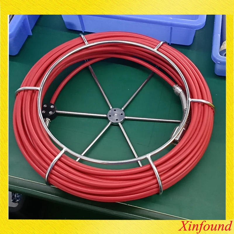 7mm Hard Fiberglasses Cable 60m With Connector Pipe Inspection Snake Camera Replacement Repair Cable Camera Connector