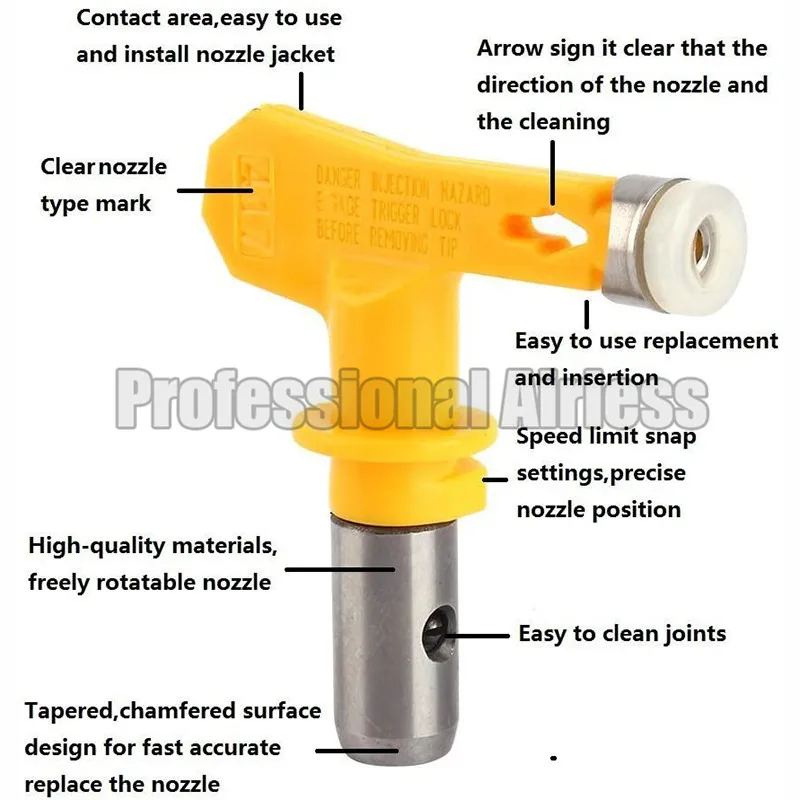 Airless Yellow Tips Steel Tip Gasket for High Pressure Spray Gun Seat Guard Spray Guide 109/209/609/517/525/303/415/621/335/221