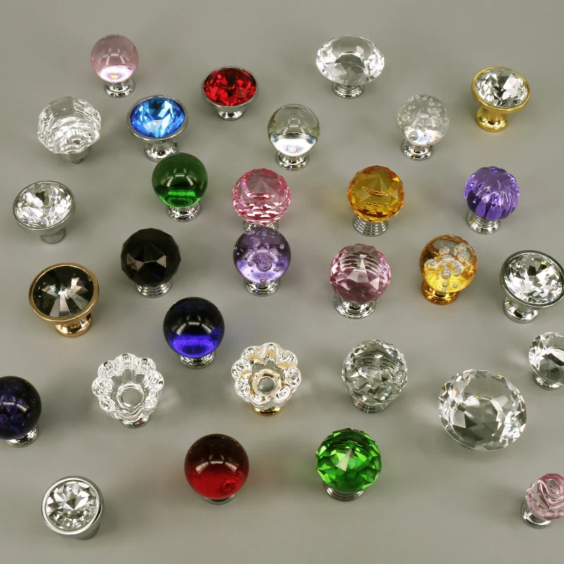 

1x European Crystal Glass Knobs Cabinet Handles Cupboard Wardrobe Drawer Pulls Furniture Handle Hardware