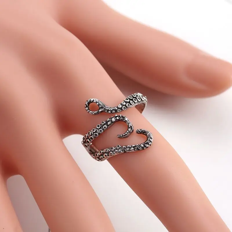 Octopus Tentacles Steel Stainless Retro Finger Open Adjustable Ring Cocktail Party