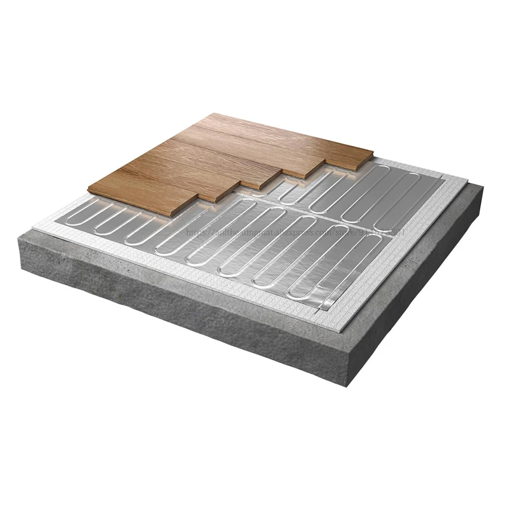 Kit de calefacción de papel de aluminio eléctrico para suelo radiante, alfombrilla para dormitorio principal laminado de bambú de madera, 12 m2, con