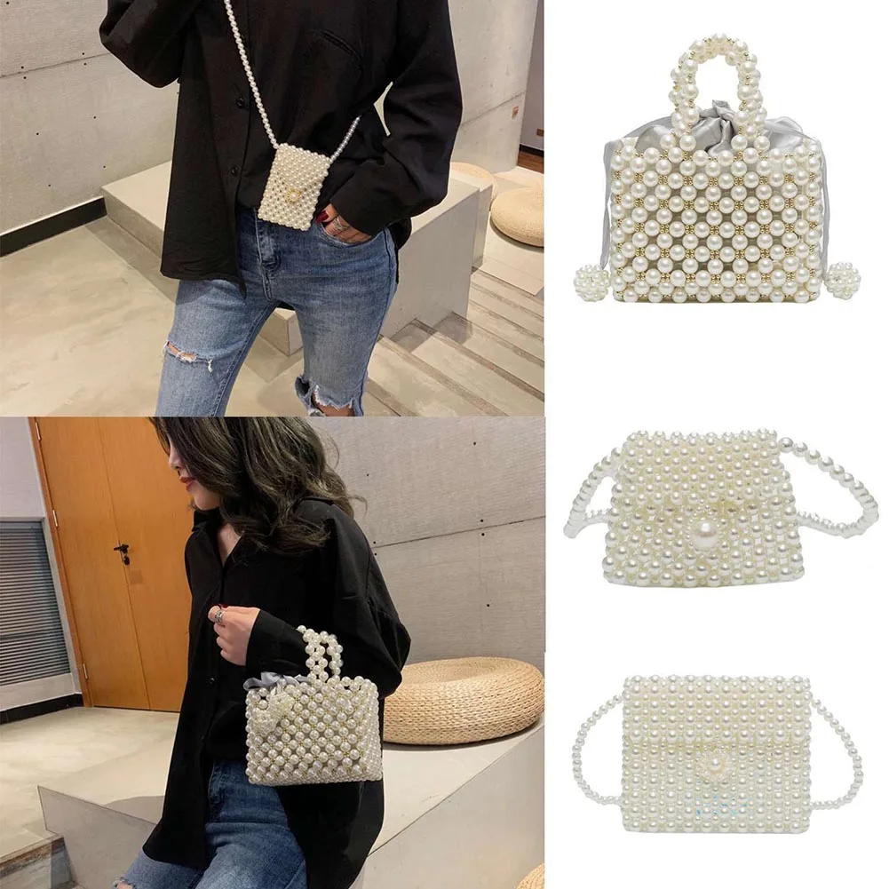 2023 New Imitation Pearl Beaded Bags Women Handbag Evening Bag Shoulder Crossbody Purse Ladies Mini Luxury Party Dinner Clutch