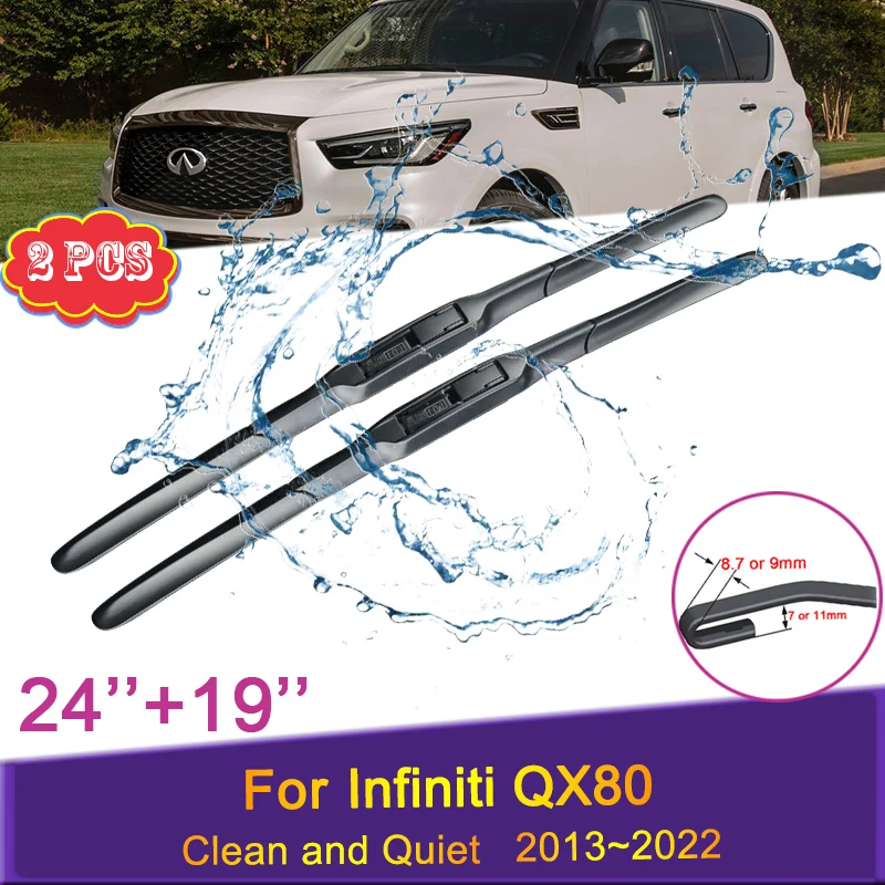 

Car Wiper Blades for Infiniti QX80 Model 2013 2014~2022 Front Windshield Frameless Silent Snow Scraping Balck Rubber Accessories