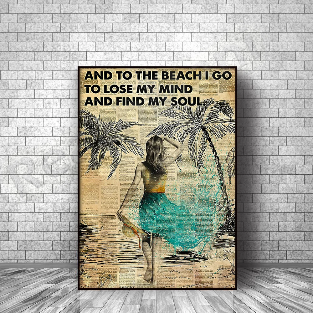 

Voyage fille de vacances d'été et à la plage je vais perdre mon esprit et trouver mon affiche âme affiche living décor affiche