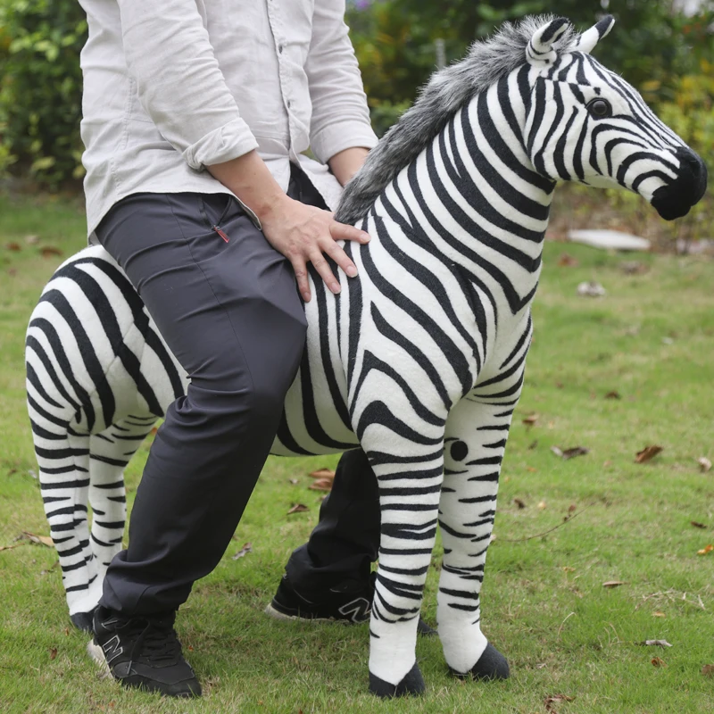 Dorimytrder 110cm X 90cm Large Simulation Zebra Plush Toy Riding Animal Stuffed Vivid Doll Great House Decoration DY61041