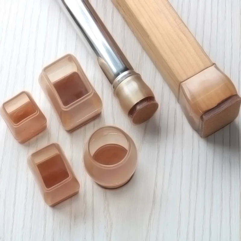 4Pcs Silicone Chair Leg Caps Rectangle Square Round Non-slip Table rubber feet Pads Protection Bottom Cover Pads Floor protector