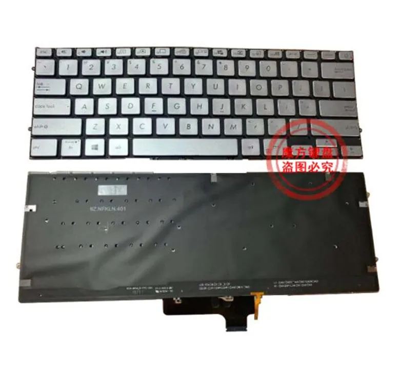 US Keyboard For ASUS ZenBook 14 UX431 UX431FL UX431FLC UX431FA UX431FN UX431DA U4500F X431 V431 K431 S431 X431FAC Silver backlit