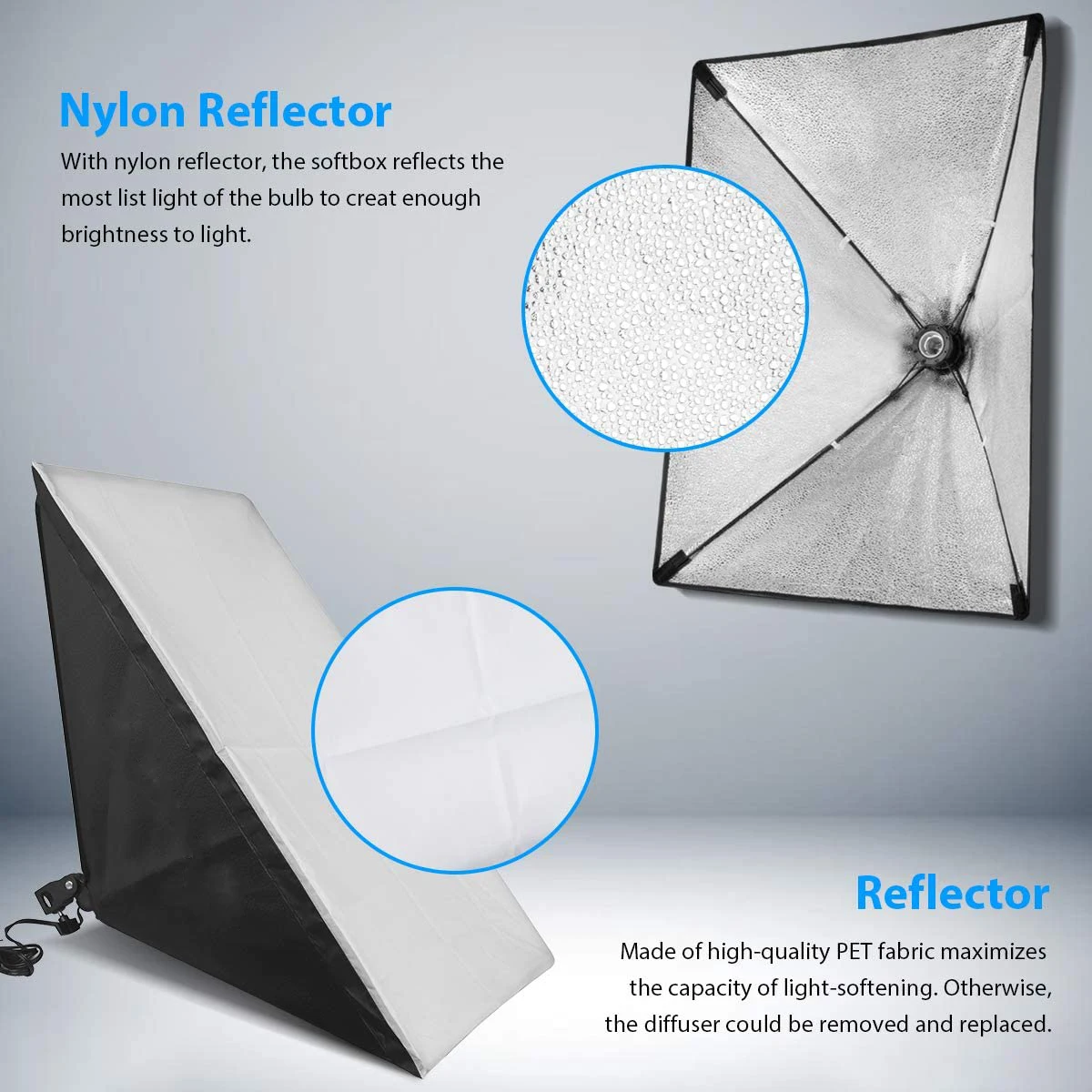 Photography 50X70cm Softbox Professional Continuous Light System Soft Box Equipment Bulbs E27 Base For Photo Studio Shooting