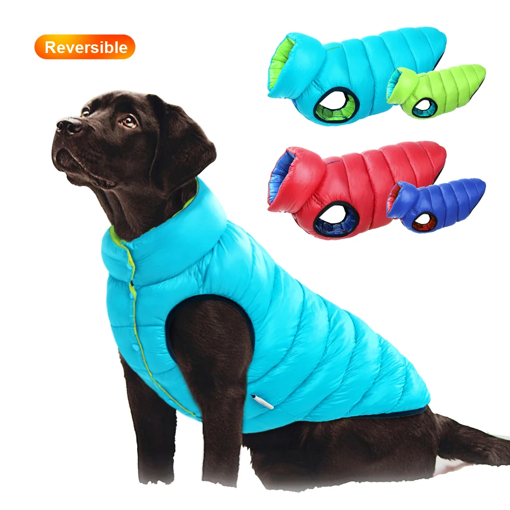 Large Dogs Jacket Winter Big Dog Clothes Waterproof Pet Clothes Reversible Dog Coat Vest for Bulldog Golden Retriever Labrador