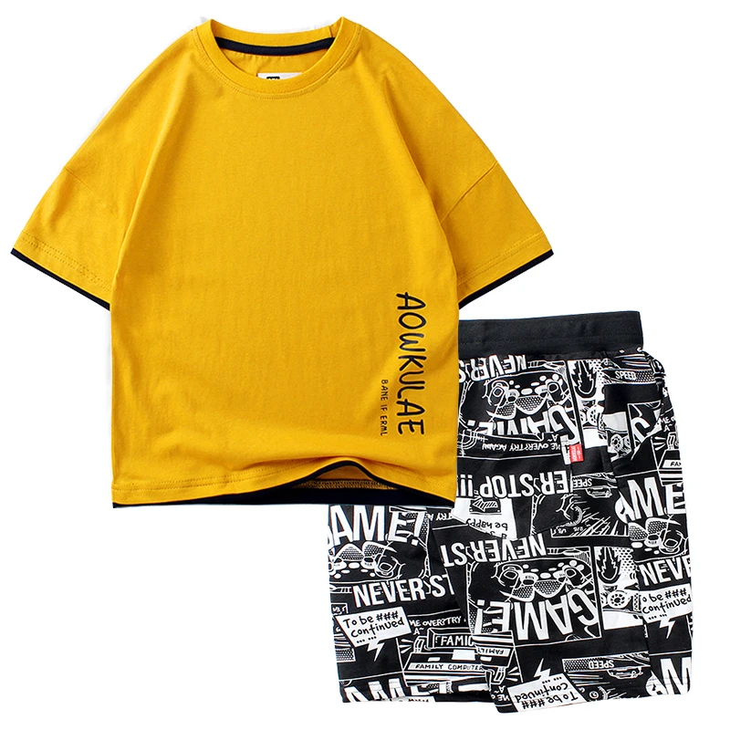 BINIDUCKLING Kids Clothes Set For Big Boys Summer Cotton Fashion T-Shirt+Shorts Boy Outfits Children Clothing  5 6 7 8 9 Year