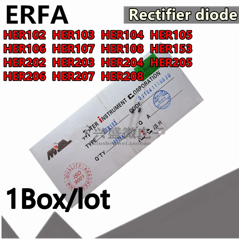 

1 коробка HER102 HER103 HER104 HER105 HER106 HER107 HER108 HER153 HER202 HER203 HER204 HER205 HER206 HER207 HER208 выпрямительный диод