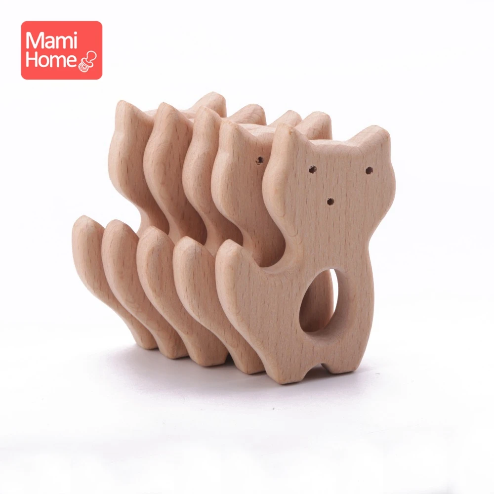 20pc Baby Wooden Teether Animal Beech Pacifier Pendant BPA Free Wood Teeth Blank Rodent Teether Toy Nursing Gift Children's Good