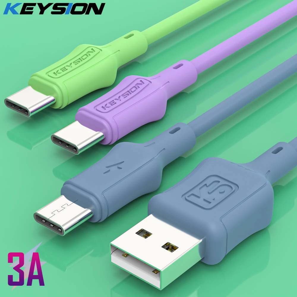 KEYSION 8mm USB Type C Cable 3A Fast Charging Cable for Samsung Charger Data Charge USB C Cable for Xiaomi Redmi Phone USB Cord