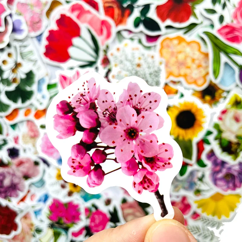 100Pcs/lot Ins Style Flowers Stickers Waterproof No-duplicate Sticker Luggage Laptop Notebook Bottle Car Decal Dropshipping