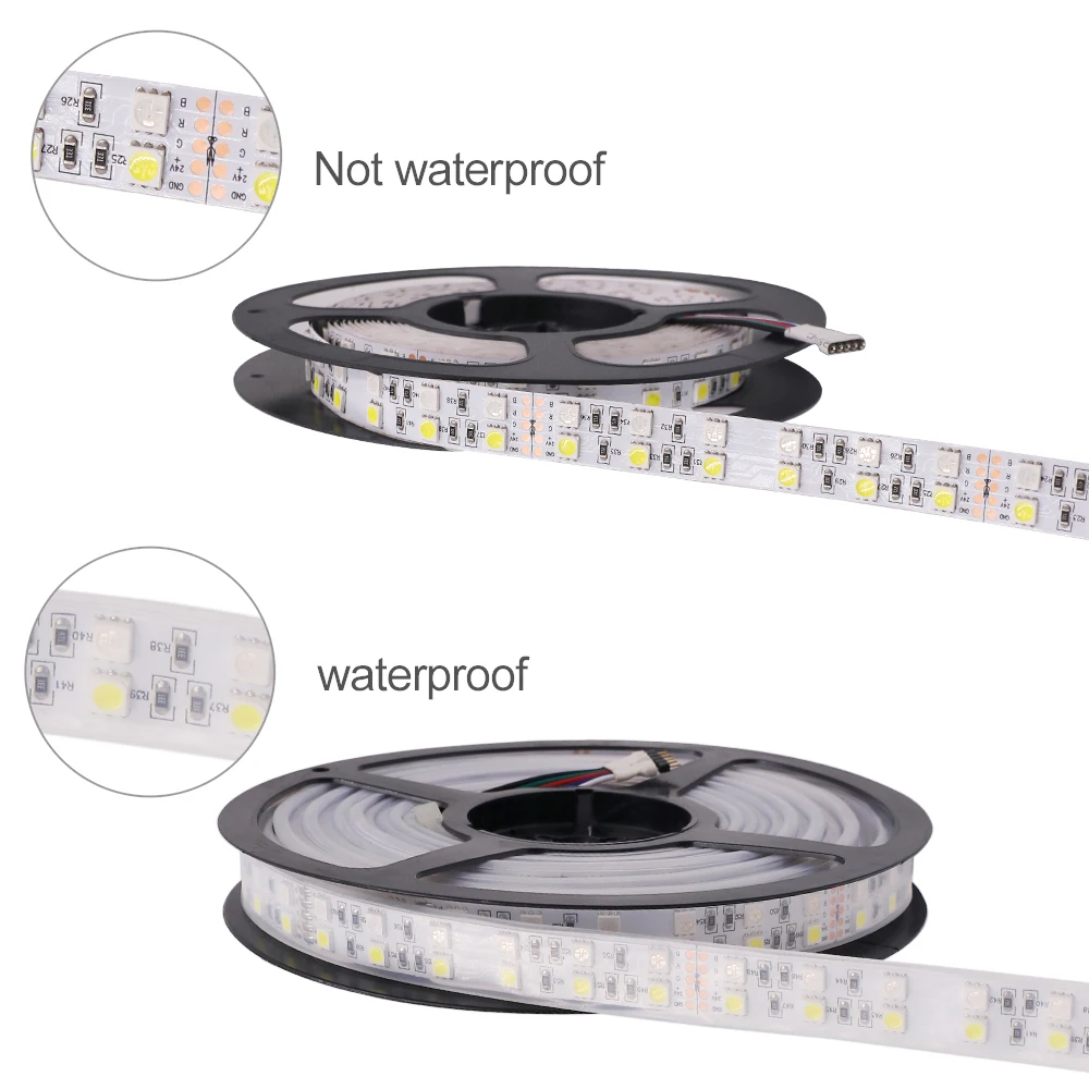 120 leds/m taśmy Led światła 5050 RGBW RGB ciepłe DC24V DC12V dwurzędowe RGB biały/ciepły biały IP67 wodoodporna taśma do dekoracji domu