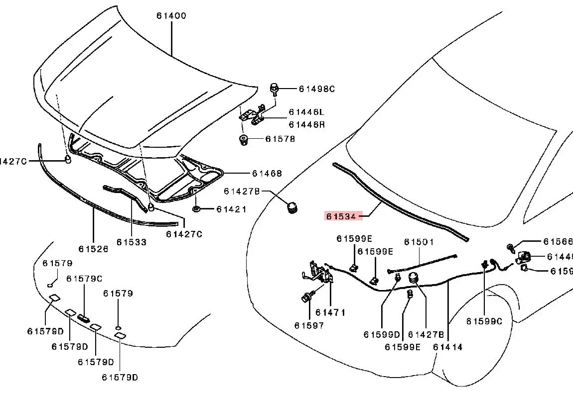 Outlander3 gf0w WeatherStrip、フード、r5902a315 5902a180