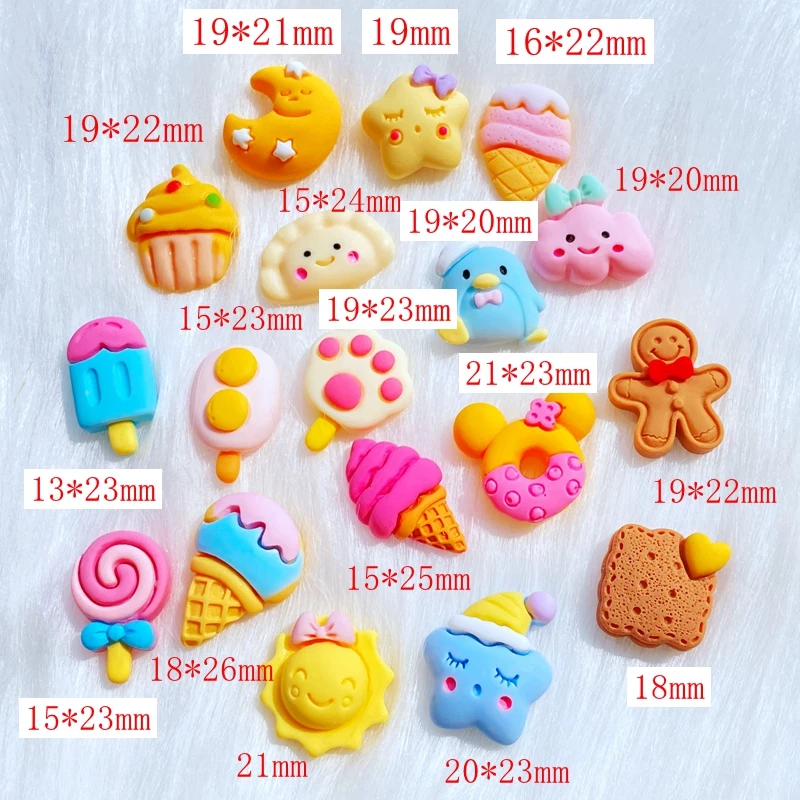 10Pcs New Resin Mini Ice Cream Flat Back Scrapbooking Hair Bow Center Embellishments DIY Accessories