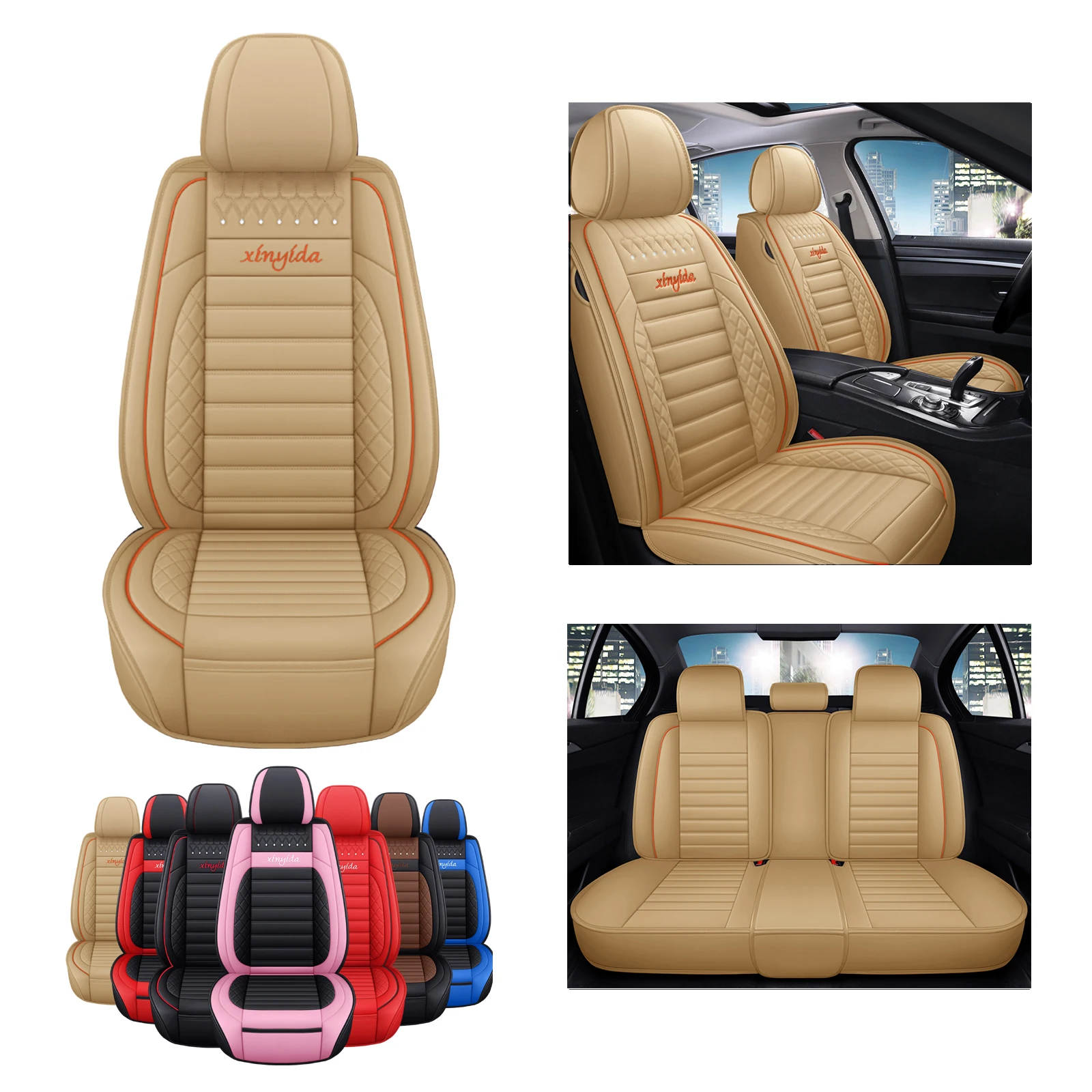 PU Leather Car Seat Covers Luxury Universal Automotive interior Seat Cover for Toyota Mazda Volkswagen Hyundai Kia Lada Nissan