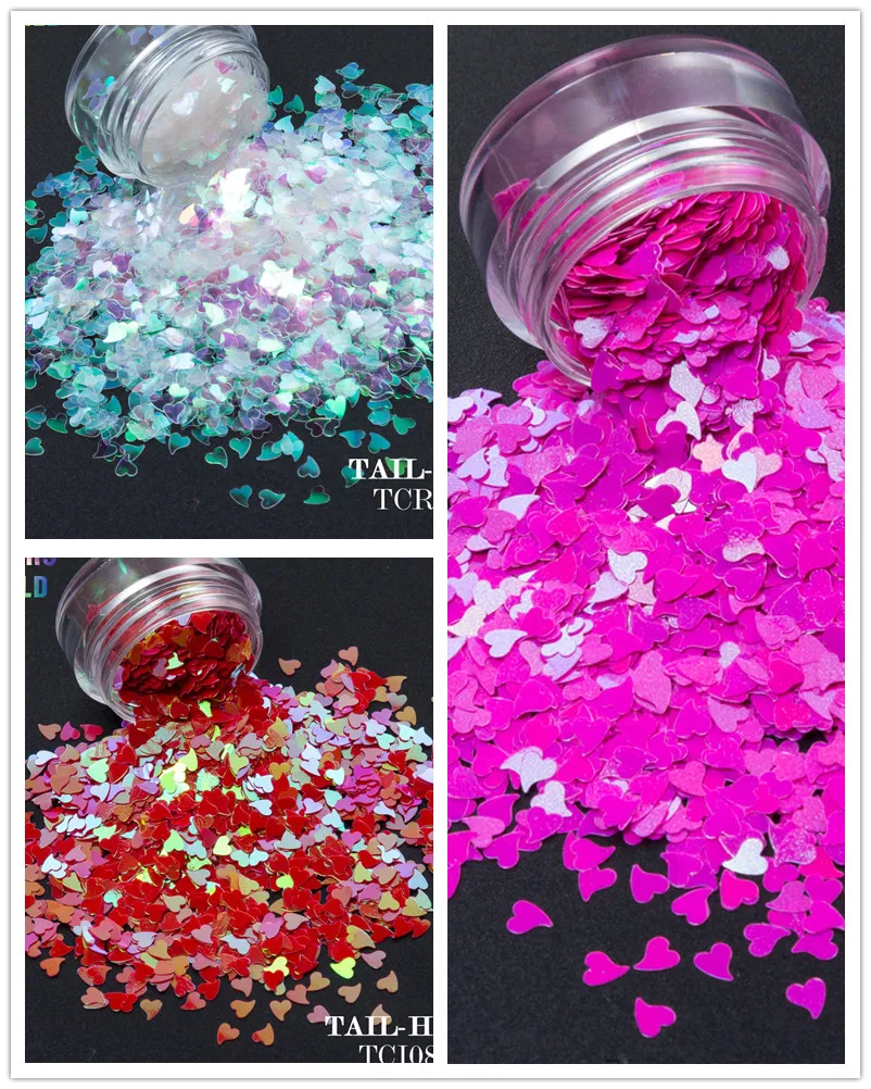 

TCT-091 Tail-Heart Shape 4MM Size Nail Glitter Nail Art Manual DIY Decoration Body Art