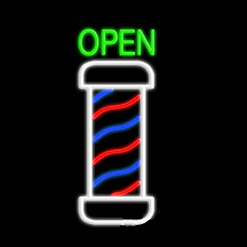 

Vertical Barber Pole Open Neon Sign Custom Handmade Real Glass Tube Store Shop Advertise Decoration Display Light 10"X 24"