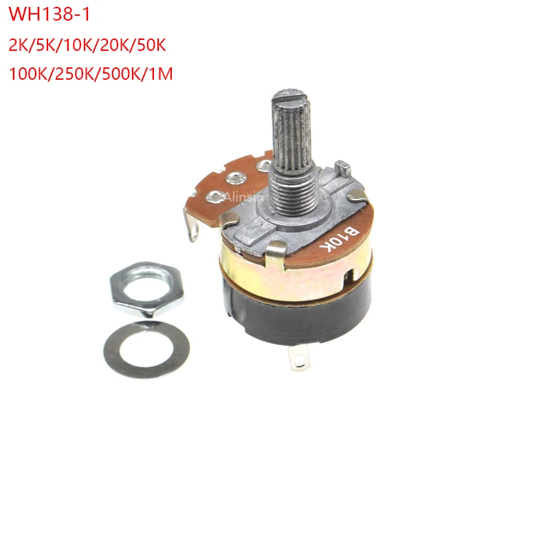 2PCS WH138-1 adjustable resistance speed regulator with switch potentiometer length 20mm B5K B10K B20K B50K B100K B250K B500K