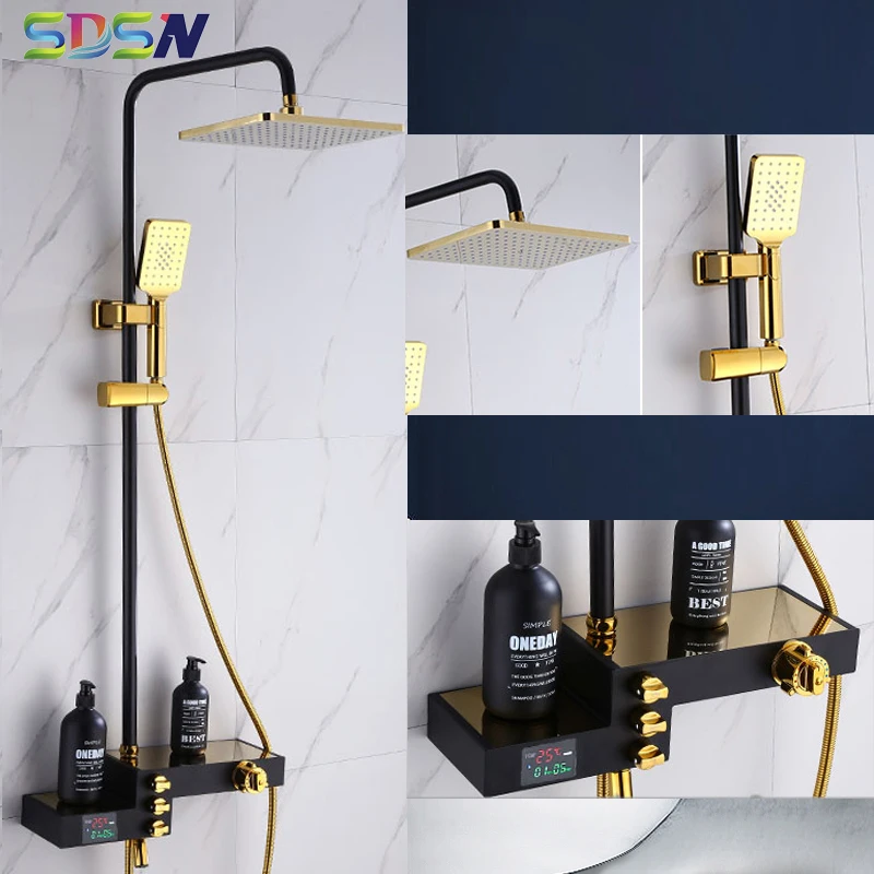 

Bathroom Mixer Shower Bathtub Rainfall Shower Set SDSN Bathroom Basin Faucet Set Shower System Brass Body Shower System Sets