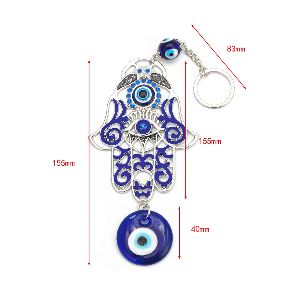 1pc Turkey Blue Evil Eye Key chian Glass Hamsa Hand Charms Wall Hang Keychian Jewelry Fit Women Diy Fatima Hand Gift