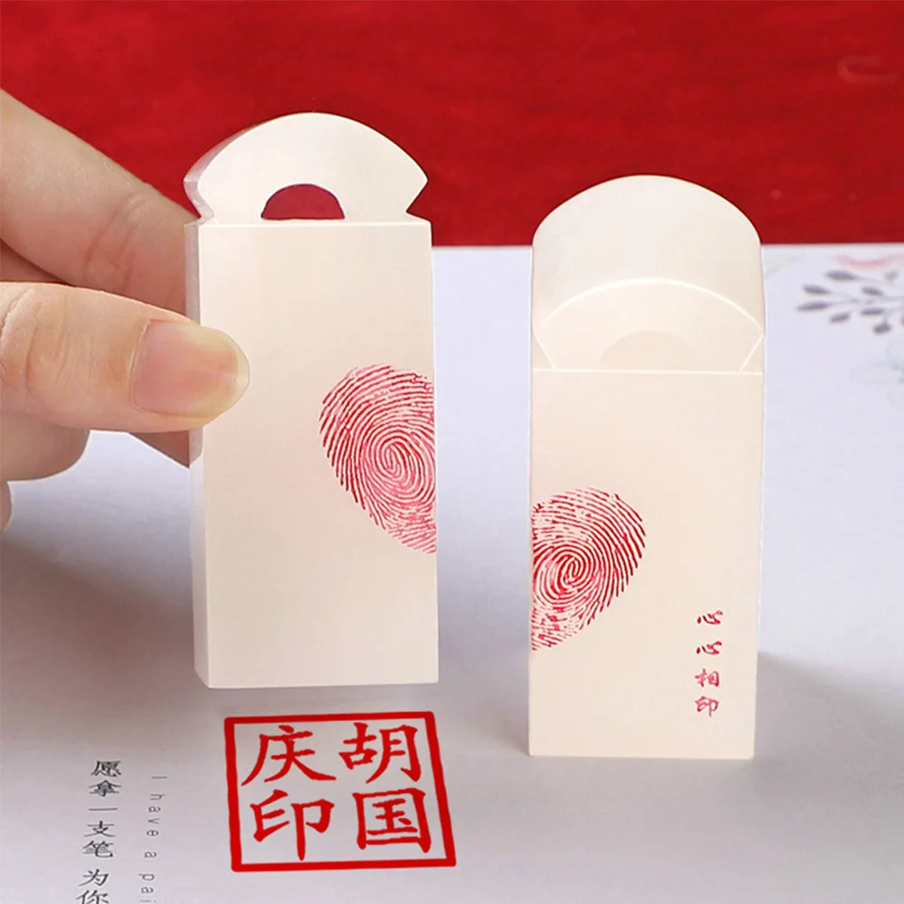 2pcs Afghan Natural White Jade Stone Name Stamp 3cm Square Seals Heart Shaped Proposal Wedding Couple Girlfriend Valentine Gifts